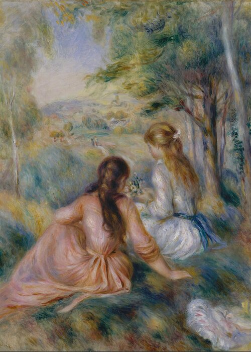19th Century Art Greeting Card featuring the painting In the Meadow, 1888-1892 by Auguste Renoir