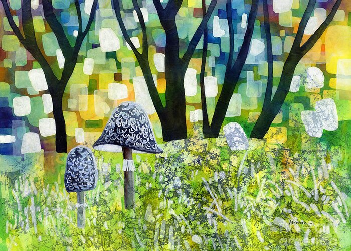 Mushroom Greeting Card featuring the painting Indigo Mushroom by Hailey E Herrera