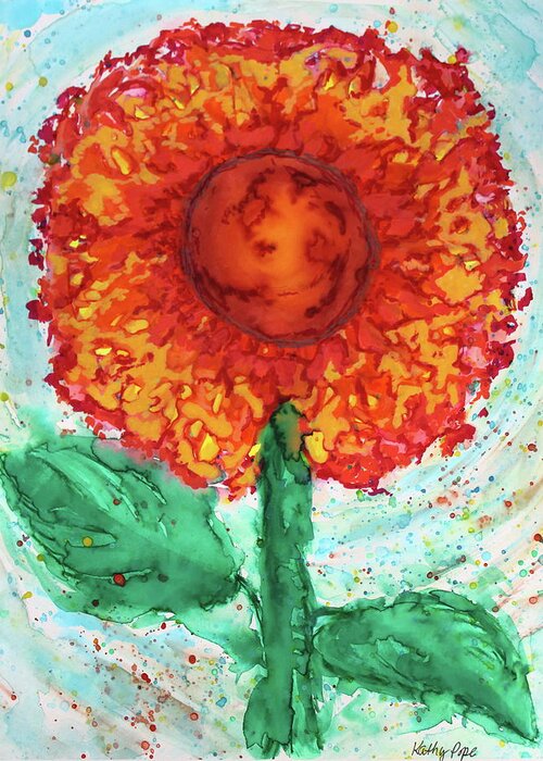 Inferno Greeting Card featuring the painting Inferno Sunflower by Kenneth Pope