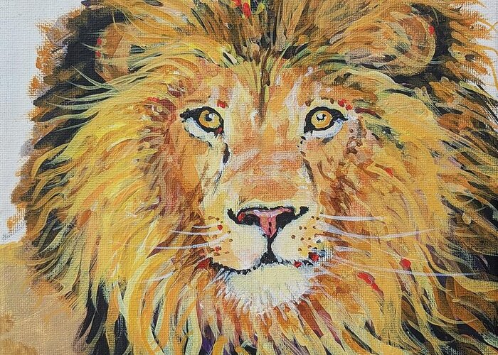 Lion Of Judah Greeting Card featuring the painting Innocent by Jackson Ordean