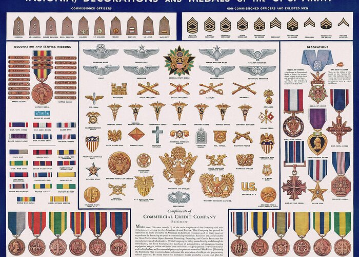 Insignia, Medals and Decorations of the U.S. Army Greeting Card by ...