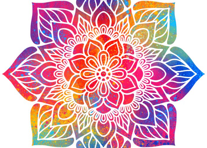 Colorful Greeting Card featuring the digital art Intaran - Colorful Vibrant Rainbow Mandala Pattern by Sambel Pedes
