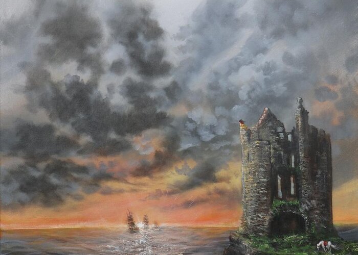 Scotland Greeting Card featuring the painting Into the Sun by Tom Shropshire