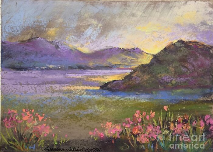 Ireland Mountain Rain At Sunset Greeting Card featuring the painting Irish Spring Rains by Caroline Patrick