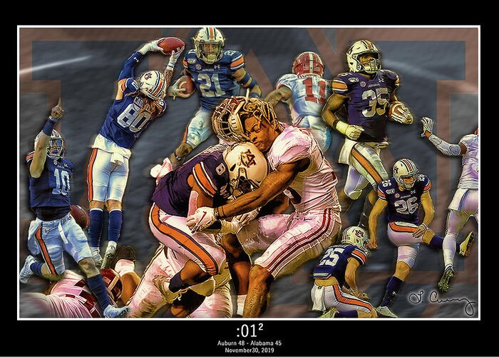 Auburn Greeting Card featuring the digital art Iron Bowl 2019 by Lance Curry