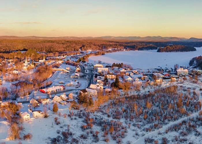 2021 Greeting Card featuring the photograph Island Pond, VT Panorama by John Rowe