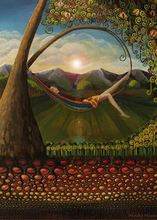 Pop Surrealism Greeting Card featuring the painting It Feels Like Summer by Mindy Huntress