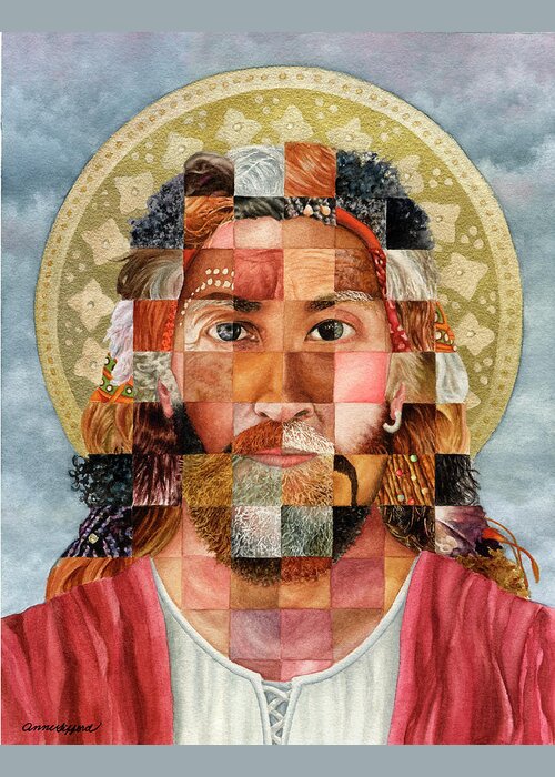 Jesus Christ Greeting Card featuring the painting It's All About Love by Anne Gifford
