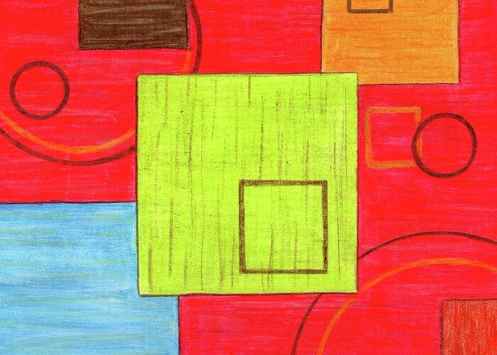 Abstract Greeting Card featuring the mixed media It's Hip to Be Square by Donna Mibus