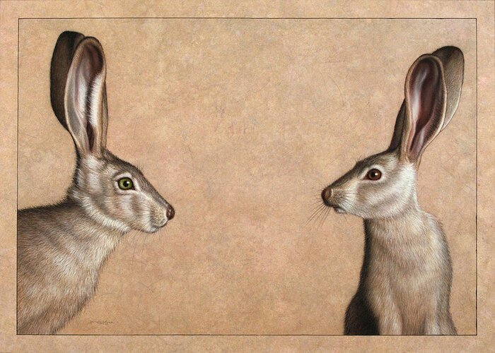 Jackrabbit Greeting Card featuring the painting Jackrabbits by James W Johnson