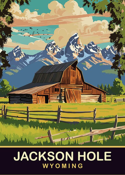Farm Greeting Card featuring the digital art Jackson Hole, Wyoming by Long Shot