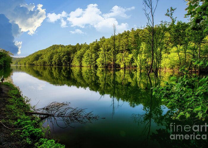 Reflection Greeting Card featuring the photograph Jacob's Creek in Historic Sullivan County, Tennessee by Shelia Hunt
