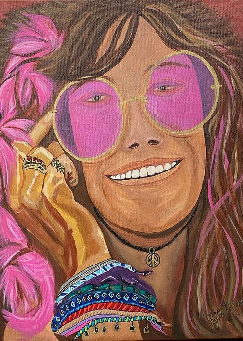  Greeting Card featuring the painting Janis Joplin by Bill Manson