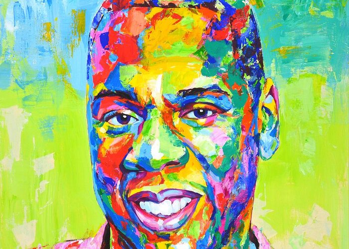 Jay-z Greeting Card featuring the painting Jay-Z. by Iryna Kastsova