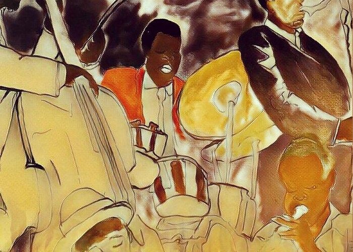  Greeting Card featuring the painting Jazz by Angie ONeal