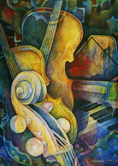 Susanne Clark Greeting Card featuring the painting Jazzy Cello by Susanne Clark