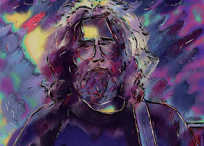 Jerry Garcia Greeting Card featuring the digital art Jerry by David Lane