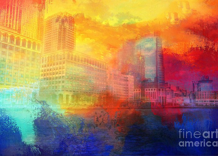 Jersey City Greeting Card featuring the digital art Jersey City Skyline by Elisabeth Lucas