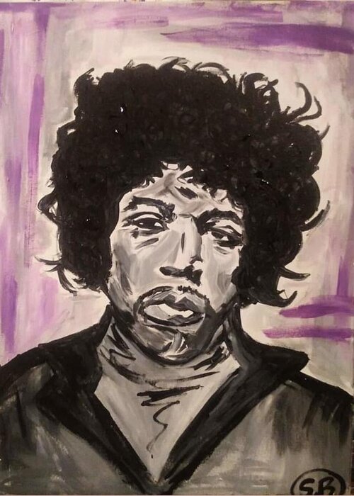 He Is A Legend Greeting Card featuring the painting Jimi Hendrix by Shemika Bussey