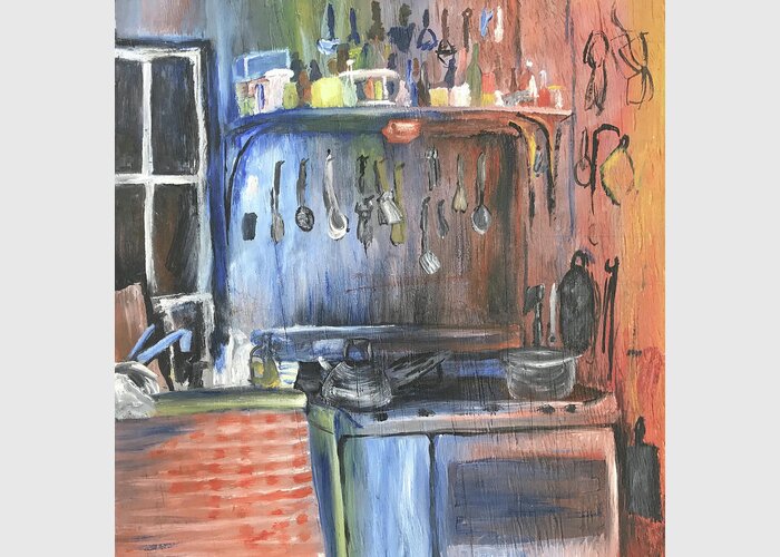 Kitchen Greeting Card featuring the painting Jimmy and Teresamarie's Kitchen by Teresamarie Yawn