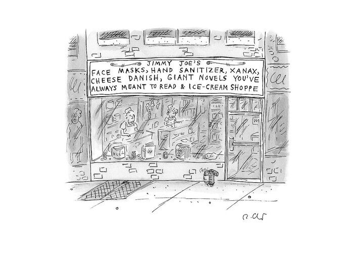 Captionless Greeting Card featuring the drawing Jimmy Joe's by Roz Chast