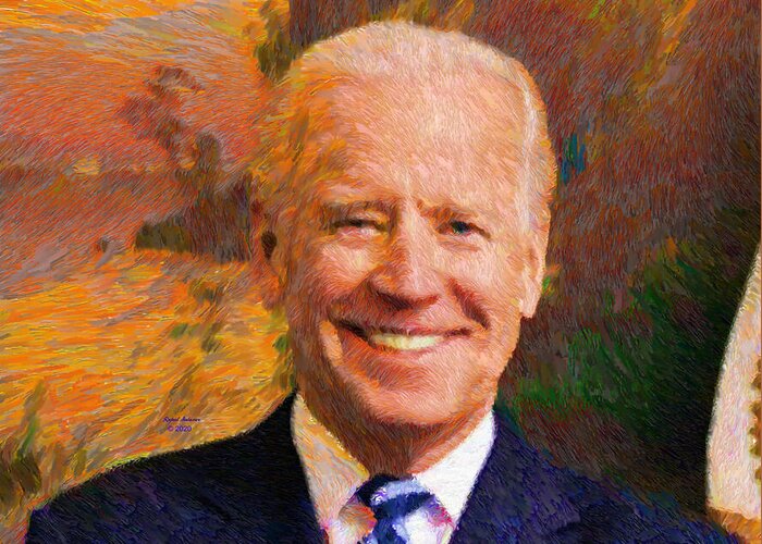 Portraits Greeting Card featuring the painting Joe Biden 2020 by Rafael Salazar