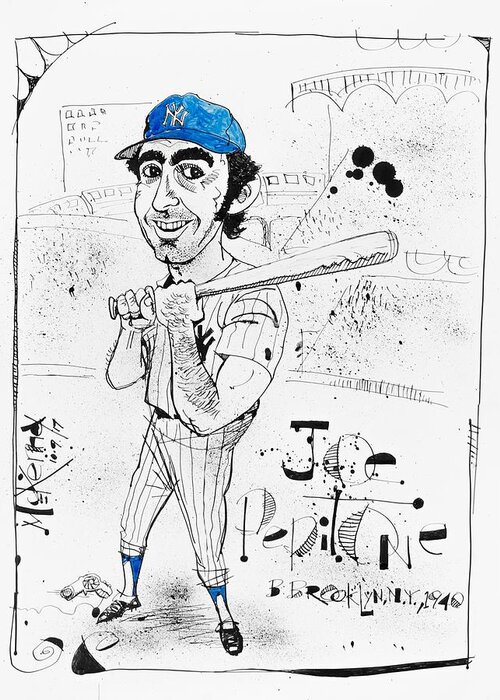  Greeting Card featuring the drawing Joe Pepitone by Phil Mckenney