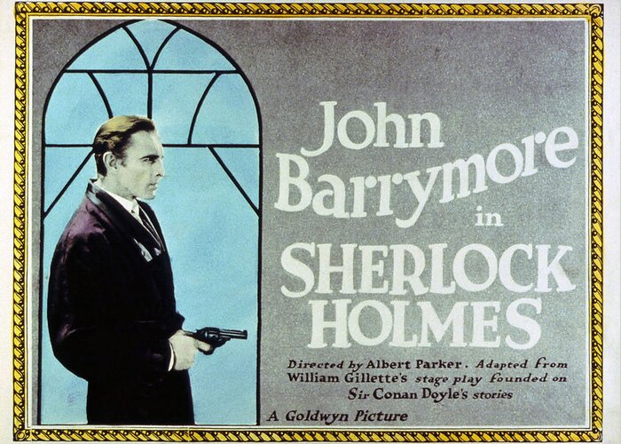John Barrymore Greeting Card featuring the photograph JOHN BARRYMORE in SHERLOCK HOLMES -1922-, directed by ALBERT PARKER. by Album