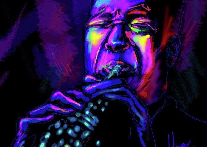 Jazz Greeting Card featuring the painting John Coltrane by DC Langer