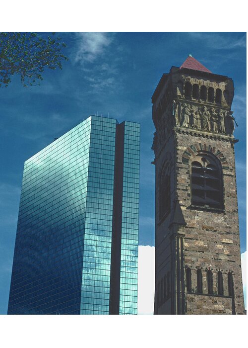 Architecture Greeting Card featuring the photograph John Hancock Building First Baptist Church Boston by Tom Wurl