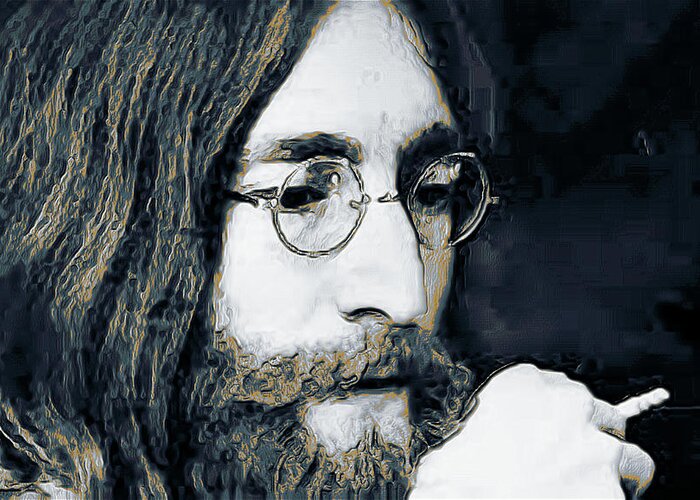 Jon Lennon Greeting Card featuring the digital art John Lennon by David Lane