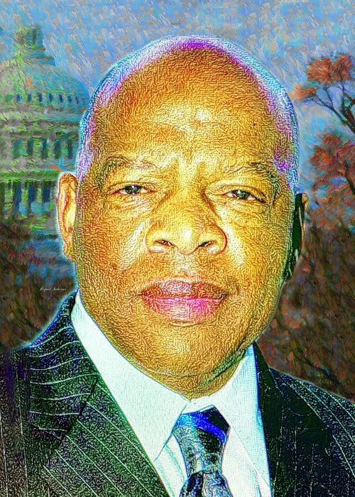 Portraits Greeting Card featuring the mixed media John Lewis honored at the March on Washinton by Rafael Salazar