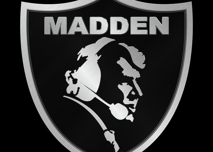 John Madden Raiders Memorial Shield Logo Greeting Card by Aloha Art