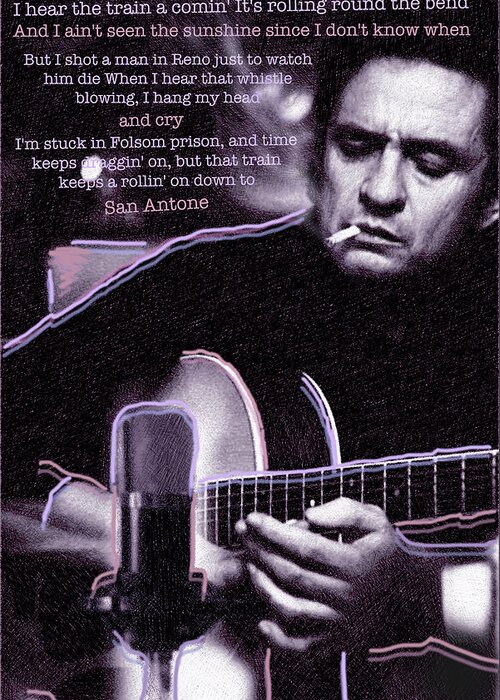Johnny Cash Greeting Card featuring the painting Johnny Cash Folsom Prison by Tony Rubino