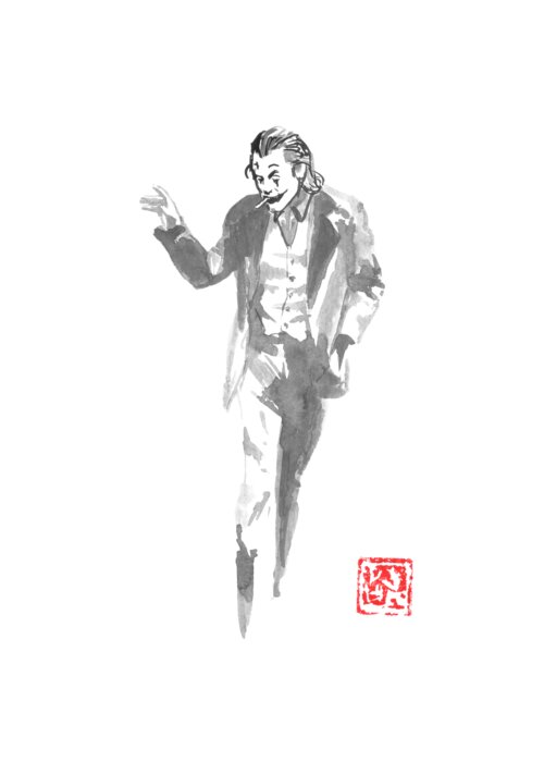 Joker Greeting Card featuring the drawing Joker In The Street by Pechane Sumie