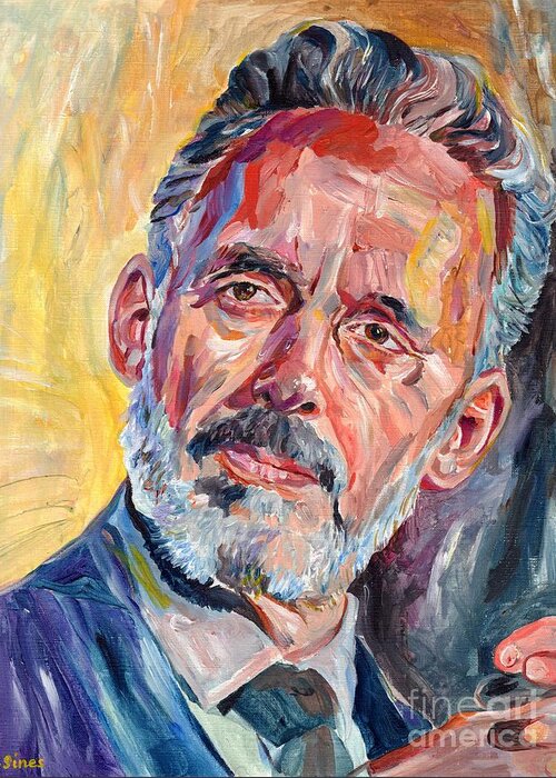 Jordan Peterson Greeting Card featuring the painting Jordan Peterson by Suzann Sines