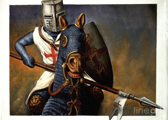Knight Greeting Card featuring the painting Jouster by Ken Kvamme