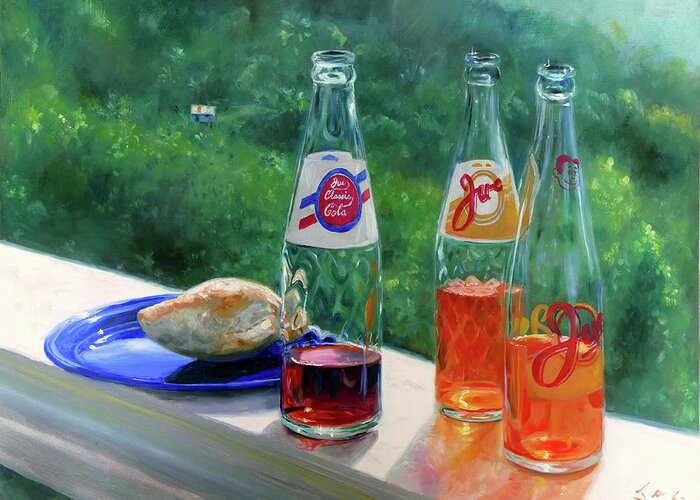 Ju-c Greeting Card featuring the painting Ju-c with Creole Bread by Jonathan Gladding