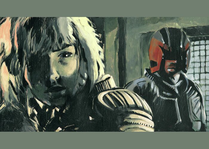 Judge Dredd Greeting Card featuring the painting Judge Dredd and Rookie Anderson by Sv Bell