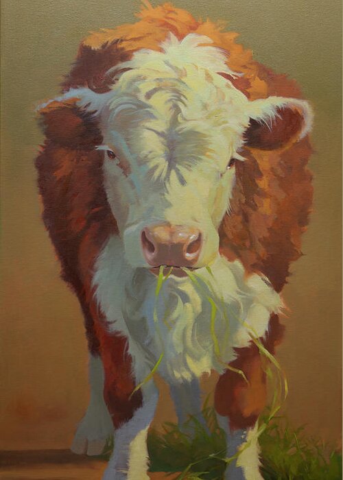 Farm Animals Greeting Card featuring the painting Just a Little Bull by Carolyne Hawley
