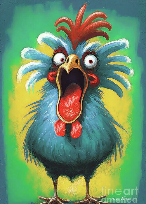 Funny Chicken Greeting Card featuring the painting Just A Wild And Crazy Guy by Tina LeCour
