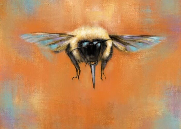 Bumble Bee Greeting Card featuring the painting Just Bee by Jai Johnson