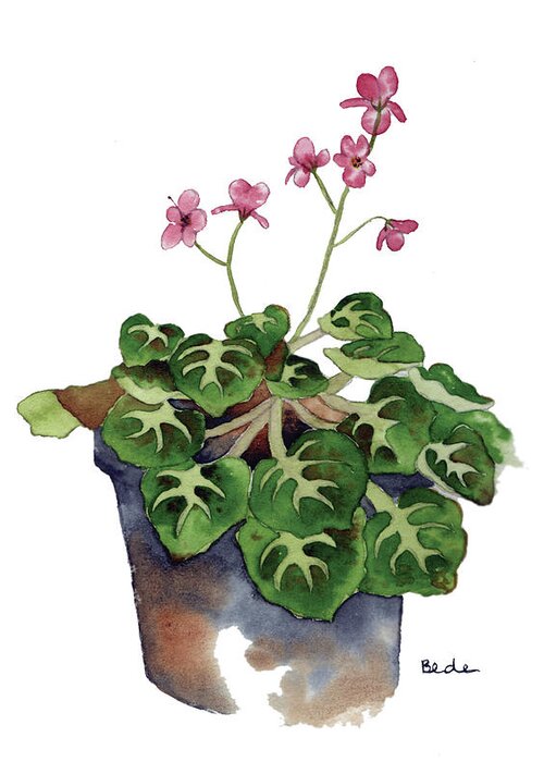African Violet Greeting Card featuring the painting Just Perfect by Catherine Bede