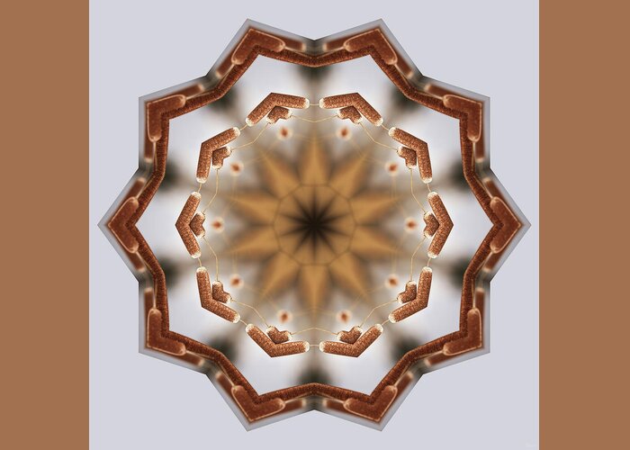 Cattail Greeting Card featuring the photograph CattailiattaC- Kaleidoscope Mandala of Cattail pair by Peter Herman