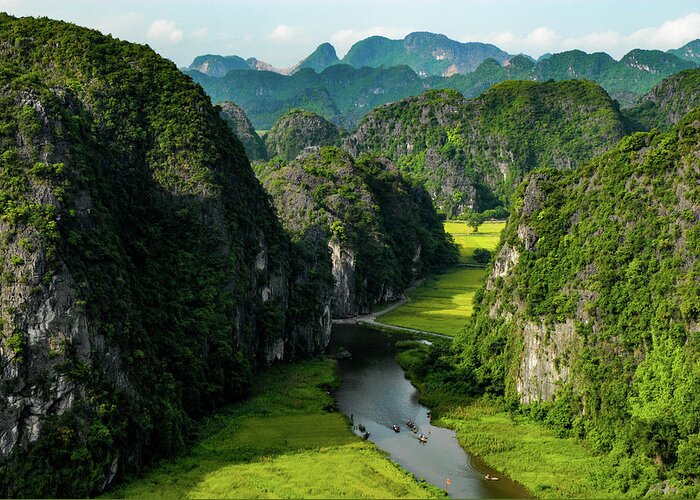 Ninh Binh Greeting Card featuring the photograph The River Queens - Tam Coc, Ninh Binh Region. Vietnam by Earth And Spirit