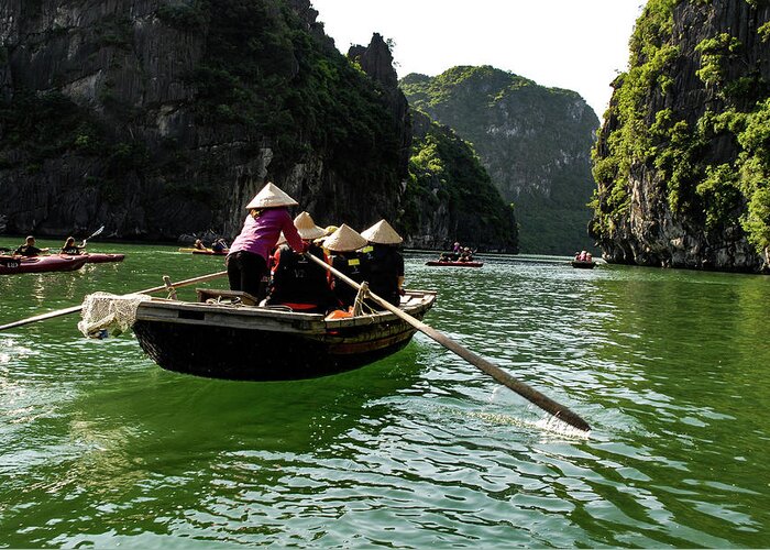 Vietnam Greeting Card featuring the photograph Between Land And Sea - Bai Tu Long Bay, Vietnam by Earth And Spirit