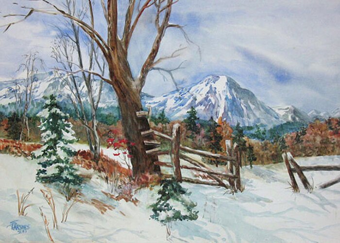 Parsons Greeting Card featuring the painting Kathy's View of the Western Slope by Sheila Parsons