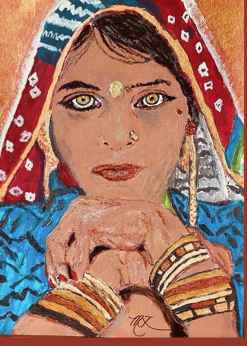 Kaur Greeting Card featuring the painting South Asian Princess - Kaur by Melody Fowler