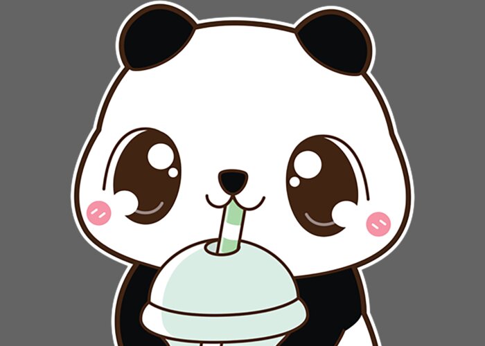 Kawaii Cute Boba Panda Bear Classic Bubble Pearl Milk Tea Greeting Card by  Finnly Maria