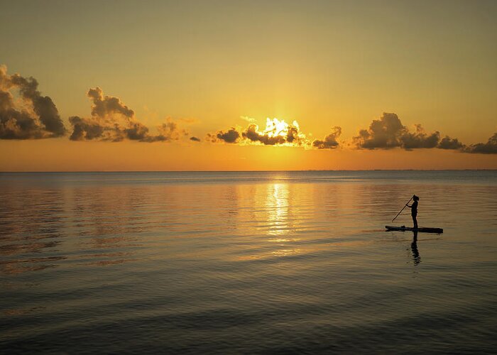 Beach Greeting Card featuring the photograph Kayak at Sunrise 2 by Al Hurley